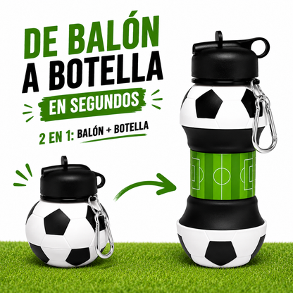 ✨Football Water Bottle 2-in-1 Foldable – Soccer Ball Design for Kids