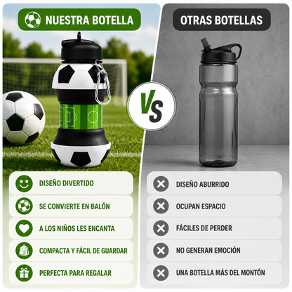 ✨Football Water Bottle 2-in-1 Foldable – Soccer Ball Design for Kids