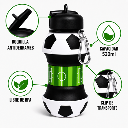 ✨Football Water Bottle 2-in-1 Foldable – Soccer Ball Design for Kids