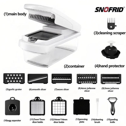 🔥Snofrid Multifunction Vegetable Chopper, Kitchen Slicer, Dicer & Grater
