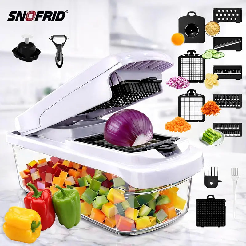 🔥Snofrid Multifunction Vegetable Chopper, Kitchen Slicer, Dicer & Grater