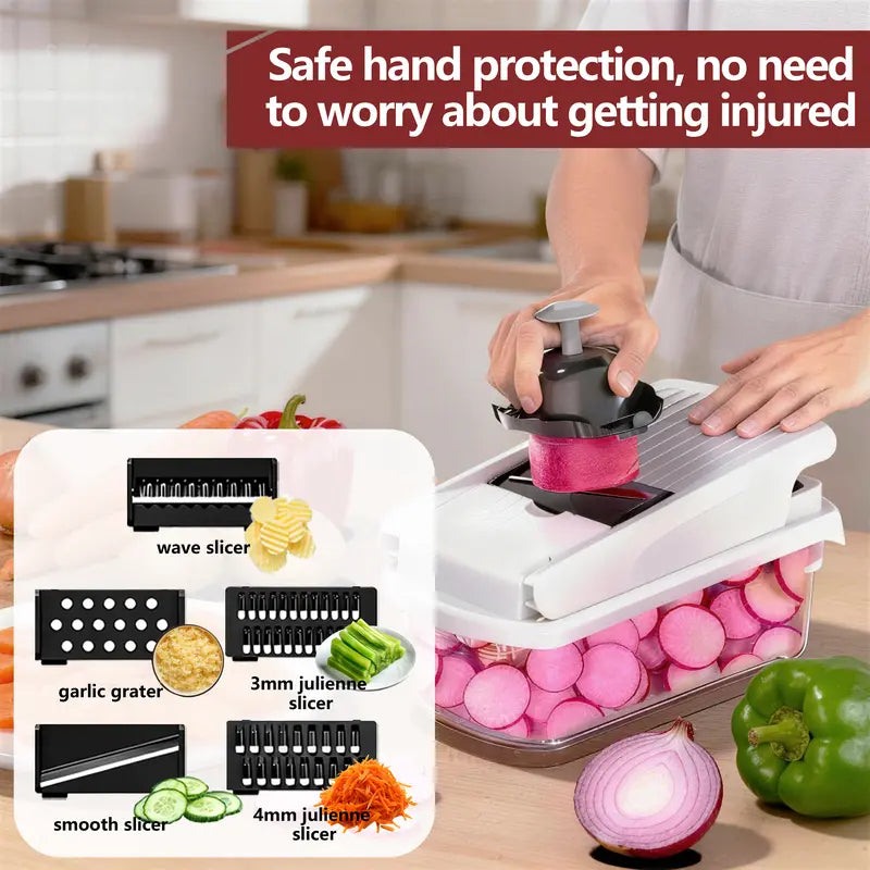 🔥Snofrid Multifunction Vegetable Chopper, Kitchen Slicer, Dicer & Grater