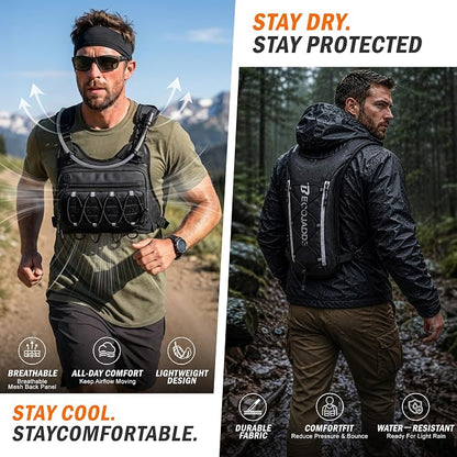 ✨Men’s 2L Tactical Hydration Running Vest – Lightweight Adjustable Chest Pack💧