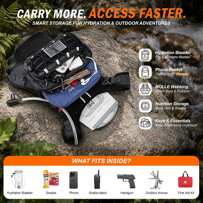 ✨Men’s 2L Tactical Hydration Running Vest – Lightweight Adjustable Chest Pack💧