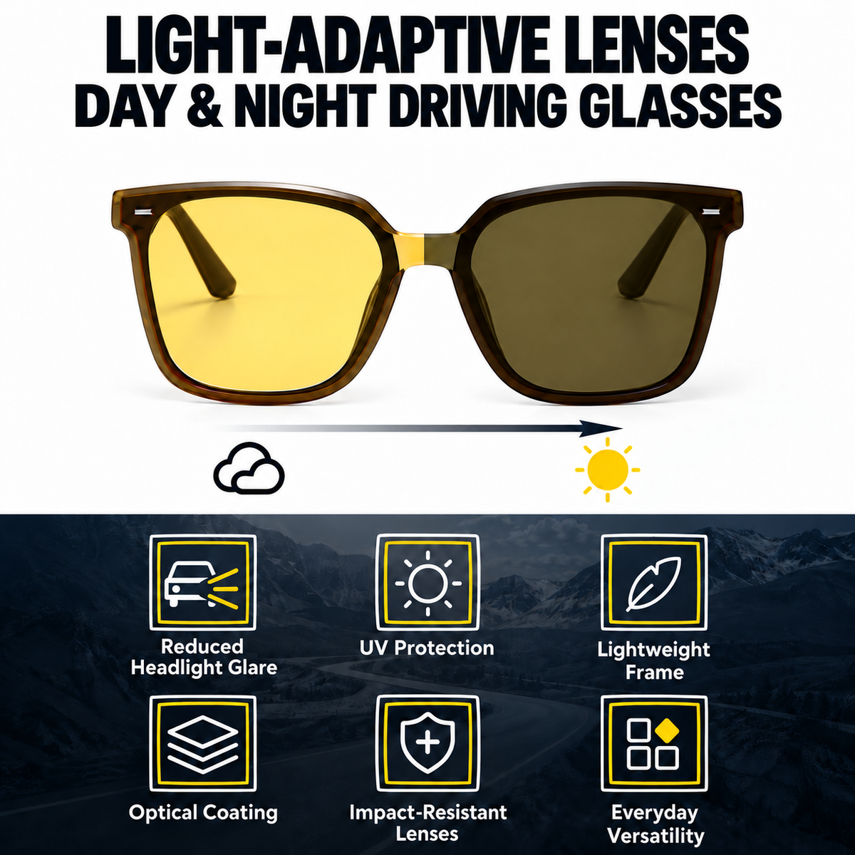❤️Light-Adaptive Day & Night Driving Glasses