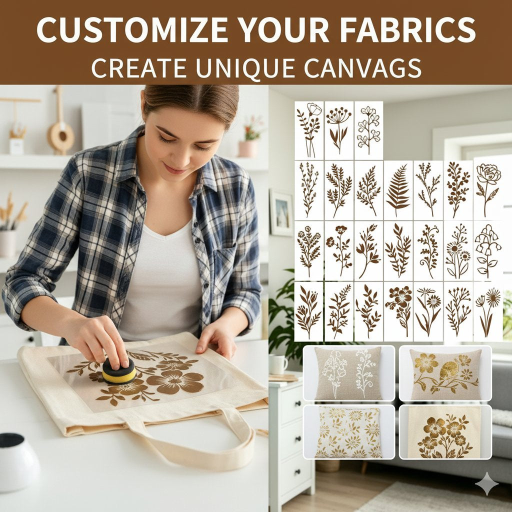 🔥24 PCS - Flower Stencils Painting Crafts Templates for Painting on Wood, Wall, Furniture