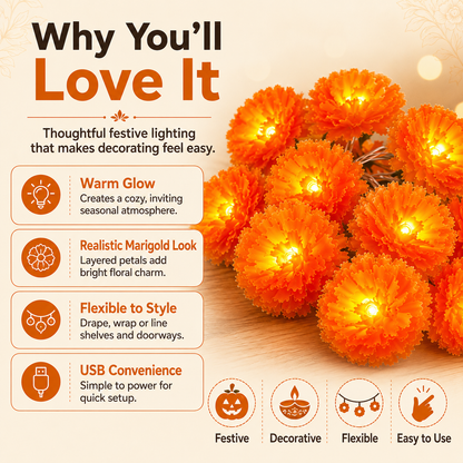 ✨USB Charging Lighted Marigold Garland