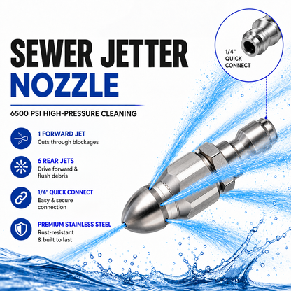 🔥 HIGH-PRESSURE DRAIN CLEANER | 6500 PSI Sewer Jetter Nozzle