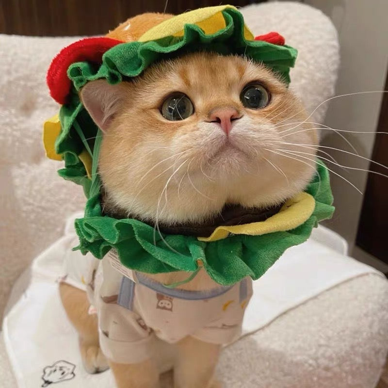 Pet Burger Plush Hat for Cats and Dogs - Lil Wild Pets
