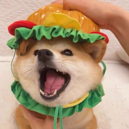 Pet Burger Plush Hat for Cats and Dogs - Lil Wild Pets