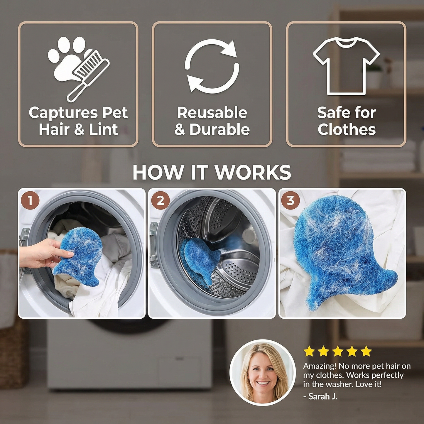 🔥Washing Machine Pet Hair Remover – Sticky Lint Catcher for Dog & Cat