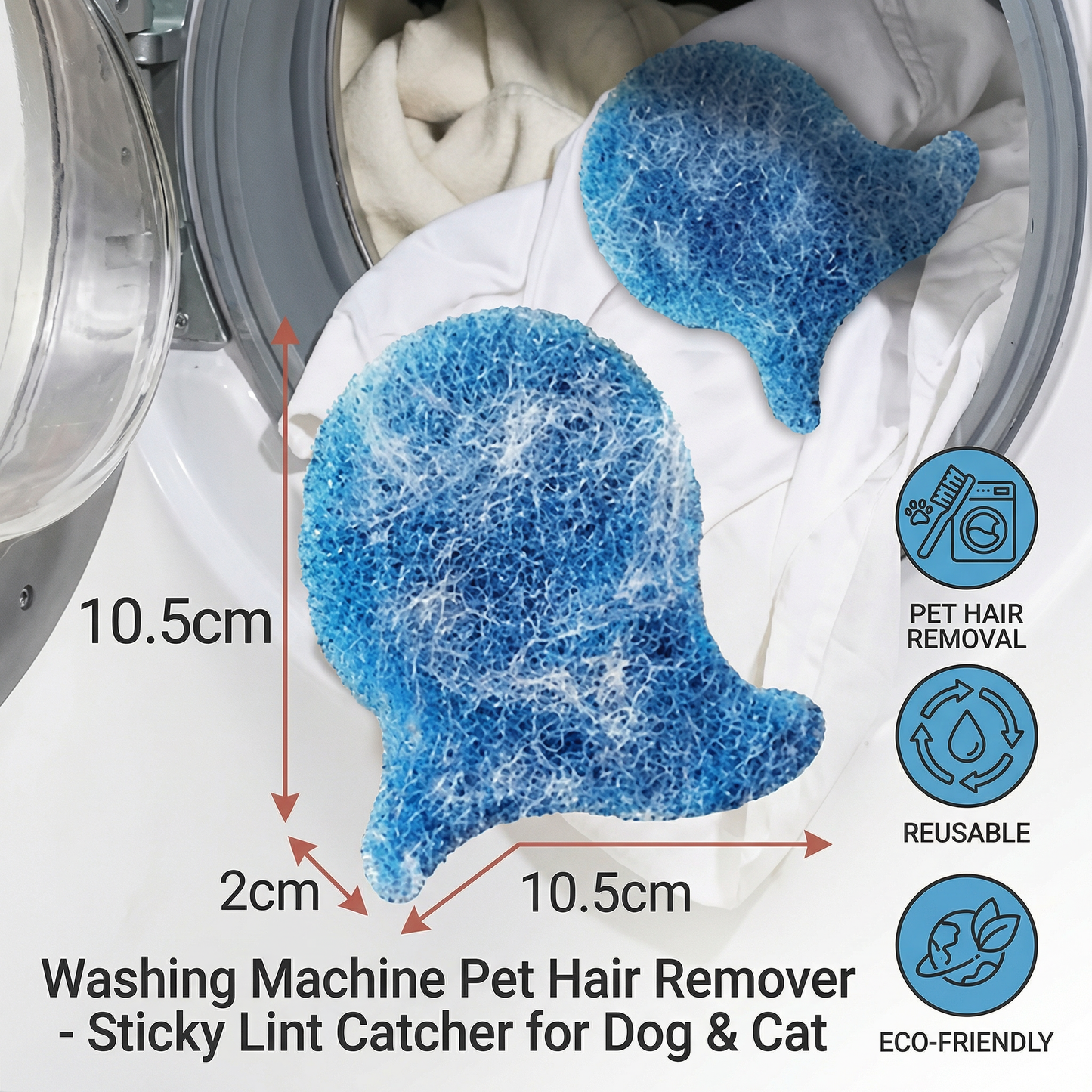 🔥Washing Machine Pet Hair Remover – Sticky Lint Catcher for Dog & Cat