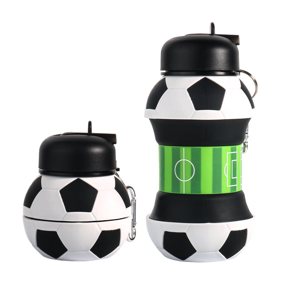 ✨Football Water Bottle 2-in-1 Foldable – Soccer Ball Design for Kids