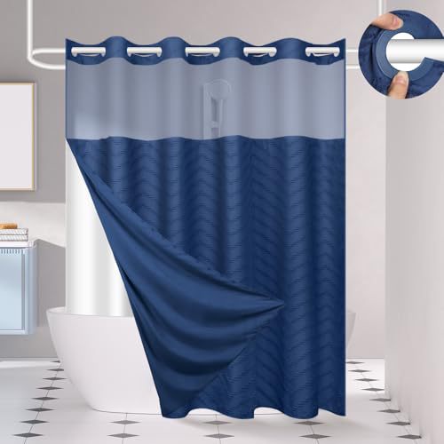 🔥No Hook Shower Curtain with Snap in Liner
