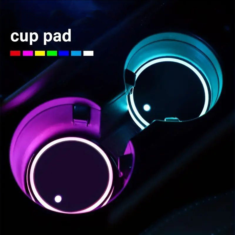 2 PCS LED Cup Holder Light - USB Rechargeable Waterproof Ambient Lighting