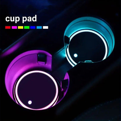 2 PCS LED Cup Holder Light - USB Rechargeable Waterproof Ambient Lighting
