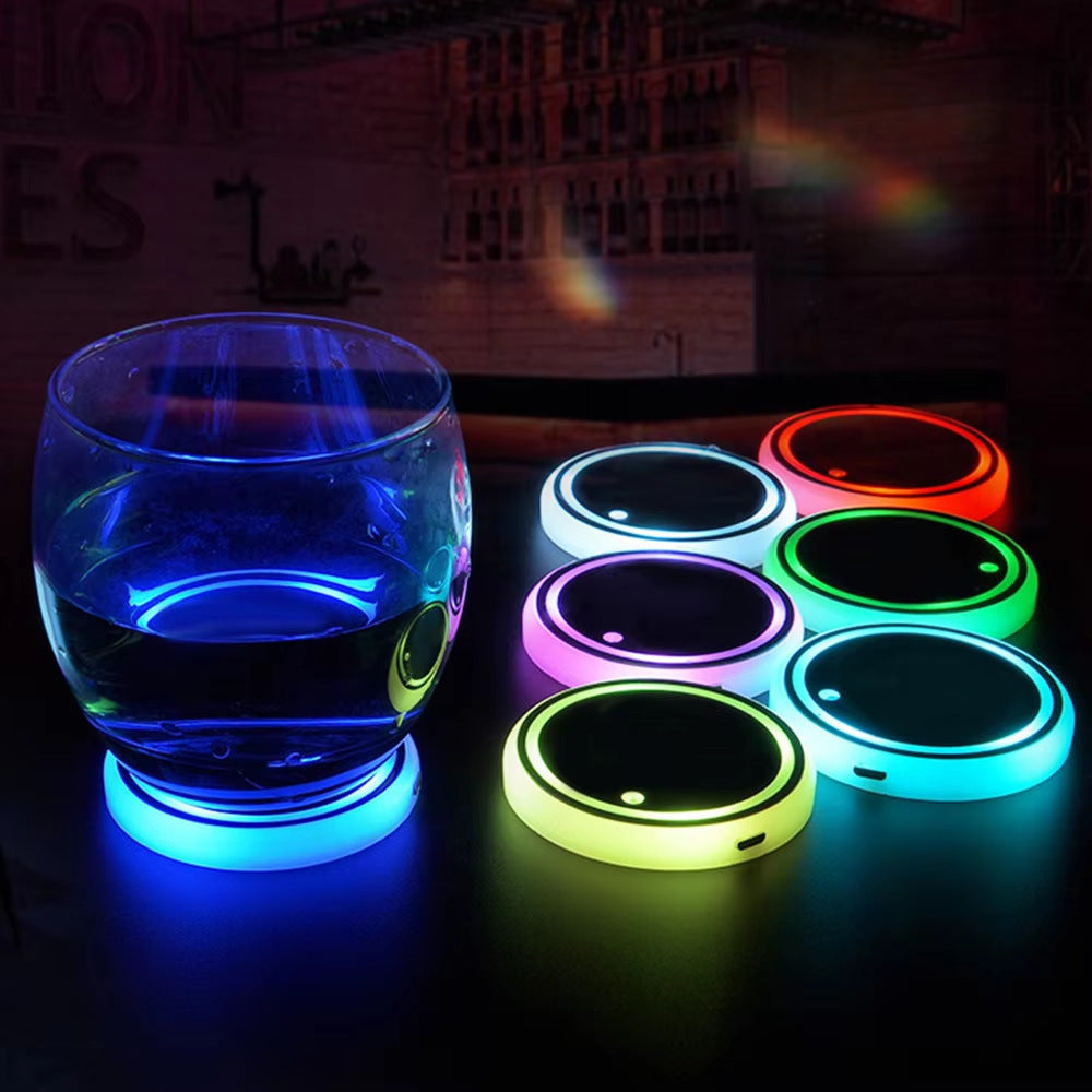 2 PCS LED Cup Holder Light - USB Rechargeable Waterproof Ambient Lighting