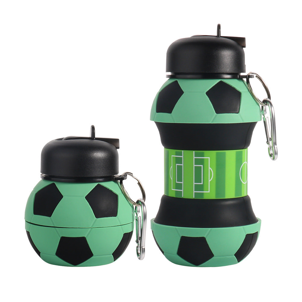 ✨Football Water Bottle 2-in-1 Foldable – Soccer Ball Design for Kids