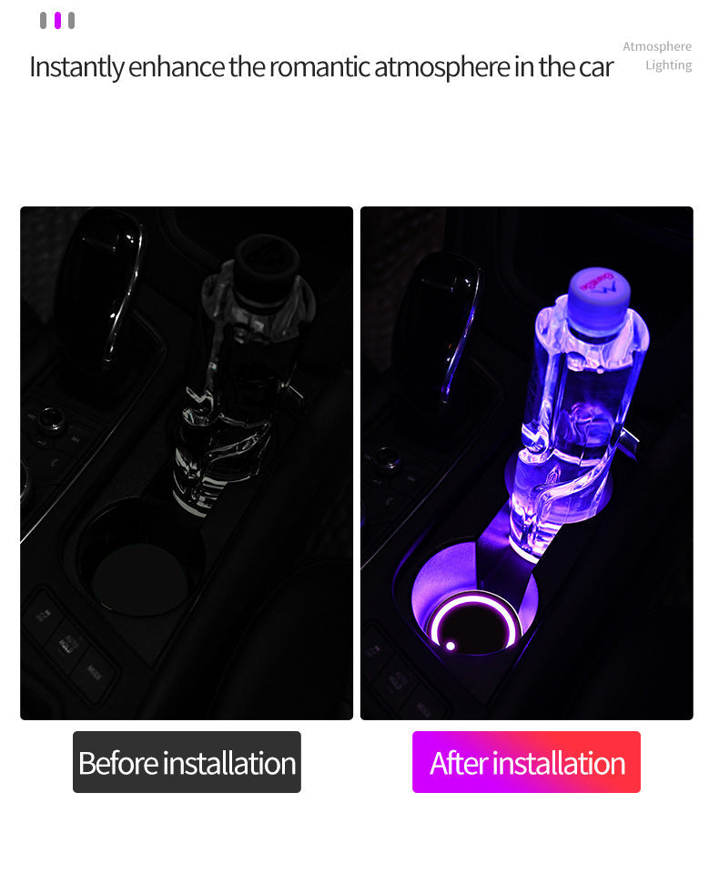 2 PCS LED Cup Holder Light - USB Rechargeable Waterproof Ambient Lighting