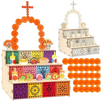 🔥🏵️Day of the Dead Wooden Altar Display Set | 💕Death is not the end of life, forgetting is(📦Buy 2 Free Shipping)