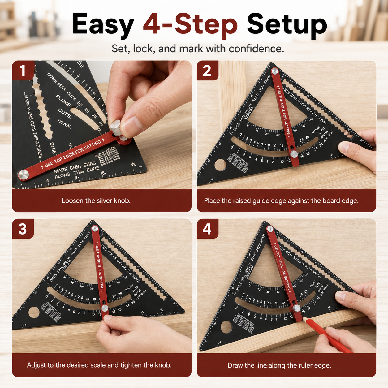 ✨Carpenter Square ,Adjustable Rafter Framing Square Tools(1 Tool+2 Pencils)