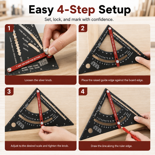 ✨Carpenter Square ,Adjustable Rafter Framing Square Tools(1 Tool+2 Pencils)