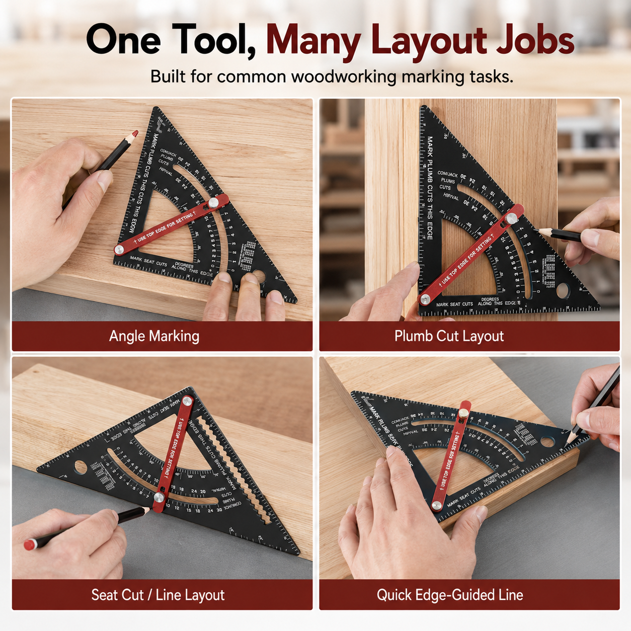 ✨Carpenter Square ,Adjustable Rafter Framing Square Tools(1 Tool+2 Pencils)