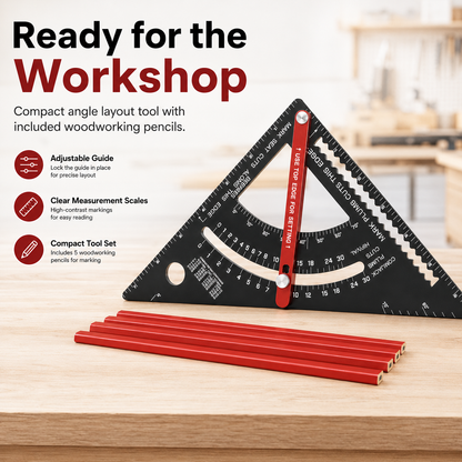 ✨Carpenter Square ,Adjustable Rafter Framing Square Tools(1 Tool+2 Pencils)