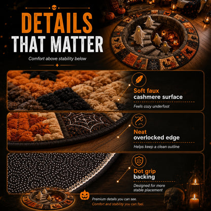 🔥 Haunted Staircase Round Rug – Spooky Halloween 3D Optical Illusion 👻