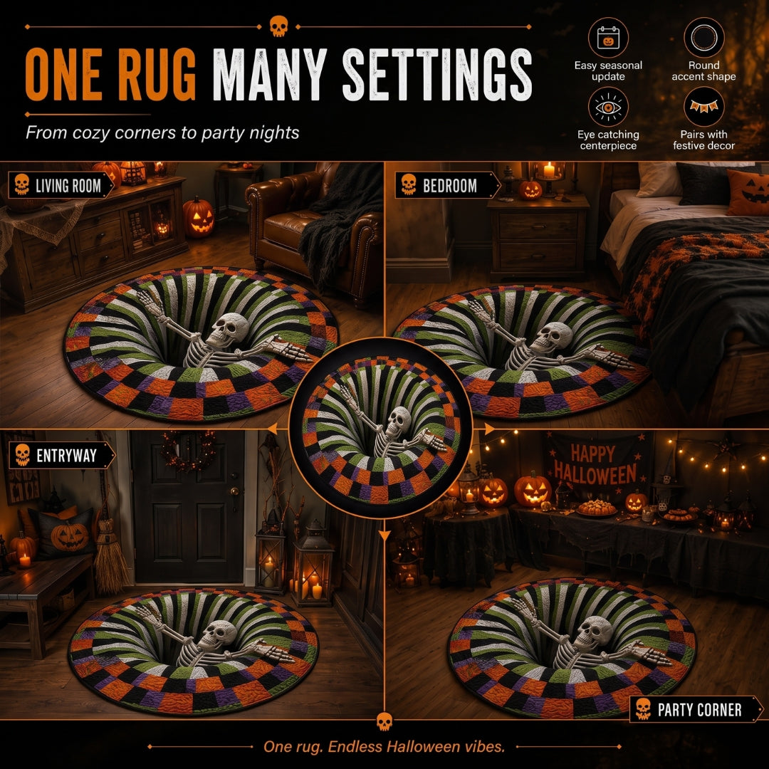 🔥 Haunted Staircase Round Rug – Spooky Halloween 3D Optical Illusion 👻