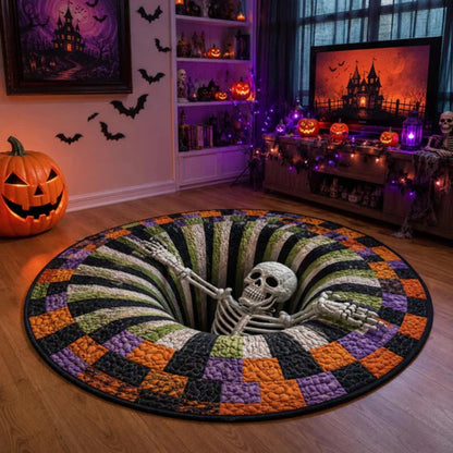 🔥 Haunted Staircase Round Rug – Spooky Halloween 3D Optical Illusion 👻