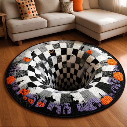 🔥 Haunted Staircase Round Rug – Spooky Halloween 3D Optical Illusion 👻
