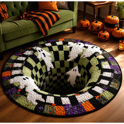 🔥 Haunted Staircase Round Rug – Spooky Halloween 3D Optical Illusion 👻