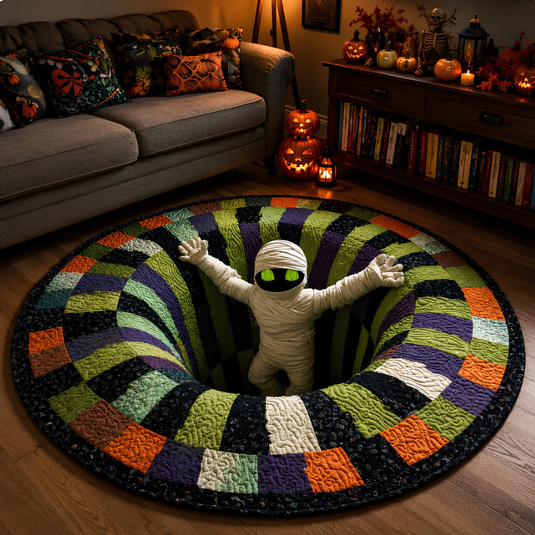 🔥 Haunted Staircase Round Rug – Spooky Halloween 3D Optical Illusion 👻