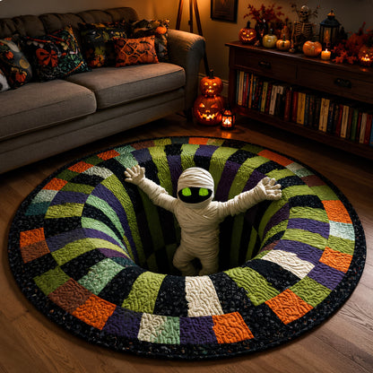 🔥 Haunted Staircase Round Rug – Spooky Halloween 3D Optical Illusion 👻
