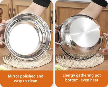 🔥304 Stainless Steel Frying Pot with Thermometer and Oil Drip Drainer Rack