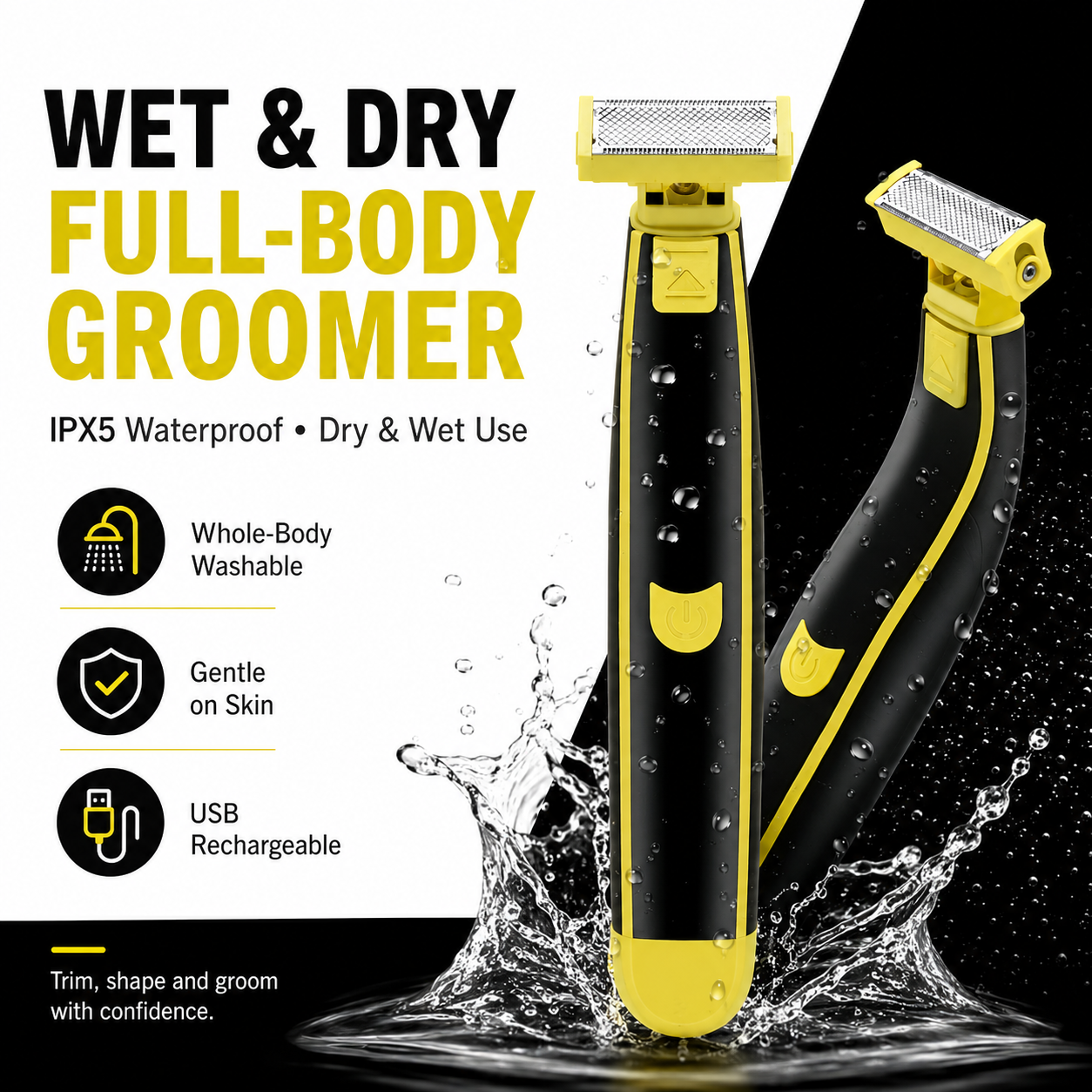 ✨USB rechargeable electric shaver for men, suitable for both wet and dry use