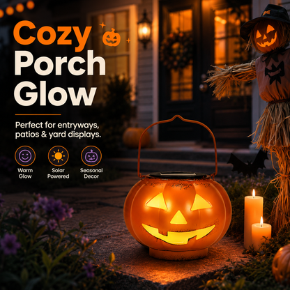 ✨Solar Halloween Pumpkin Lantern Outdoor, IP65 Waterproof Lantern Light with Auto On/Off, Metal Pumpkin Porch Decor for Yard, Patio, Pathway, Party & Trick-or-Treat