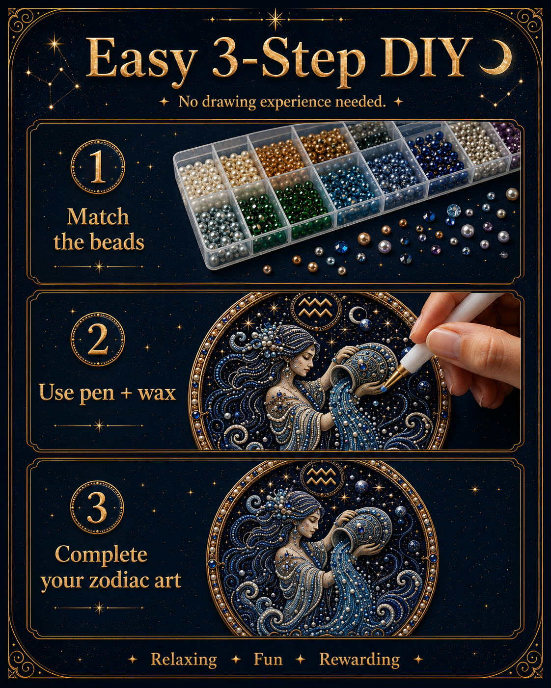 ✨Last Day 49% OFF - DIY 12 Zodiac Signs Pearl Art Kit ♈🌙