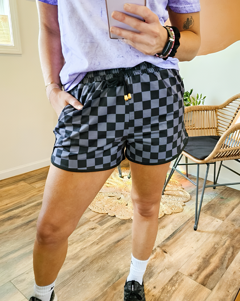 🔥Checkered Drawstring Casual Elastic Waist Comfortable Everyday Chic Shorts