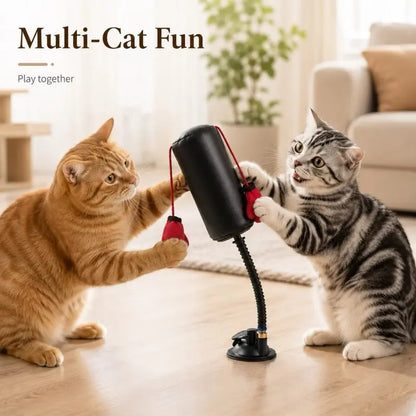 🔥🐱🥊Spring Bounce Cat Boxing Bag Toy, Suction Cup Interactive Play Toy with Soft Gloves for Indoor Kittens