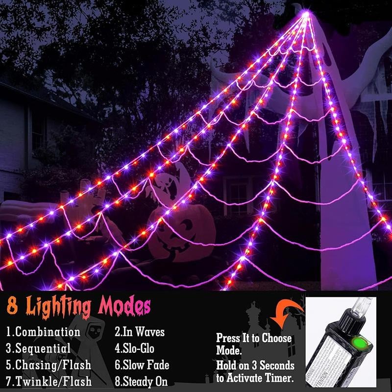 ✨Halloween Early Sale🕷️ Glowing Spider Web LED Lights🎃