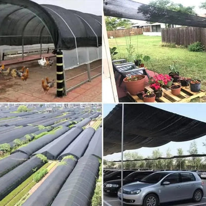 🎖️90% Blackout Cloth (Black) - 10 x 13ft UV-Resistant Shade Net with Reinforced Rivets,