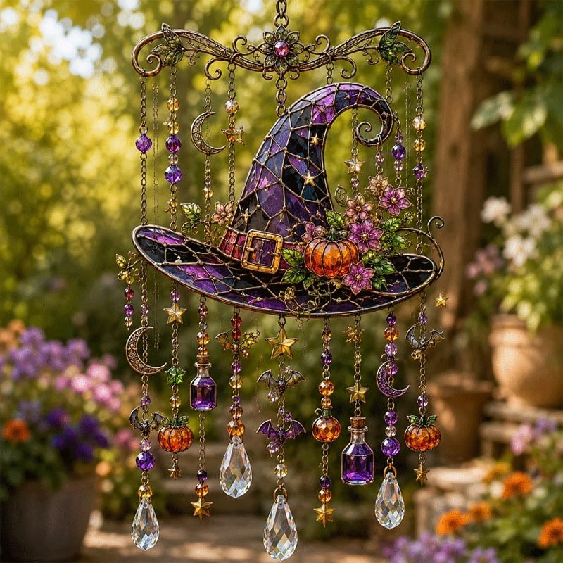 🔥👻 Halloween Suncatcher Wind Chime – Cute Spooky Hanging Decor 🎃
