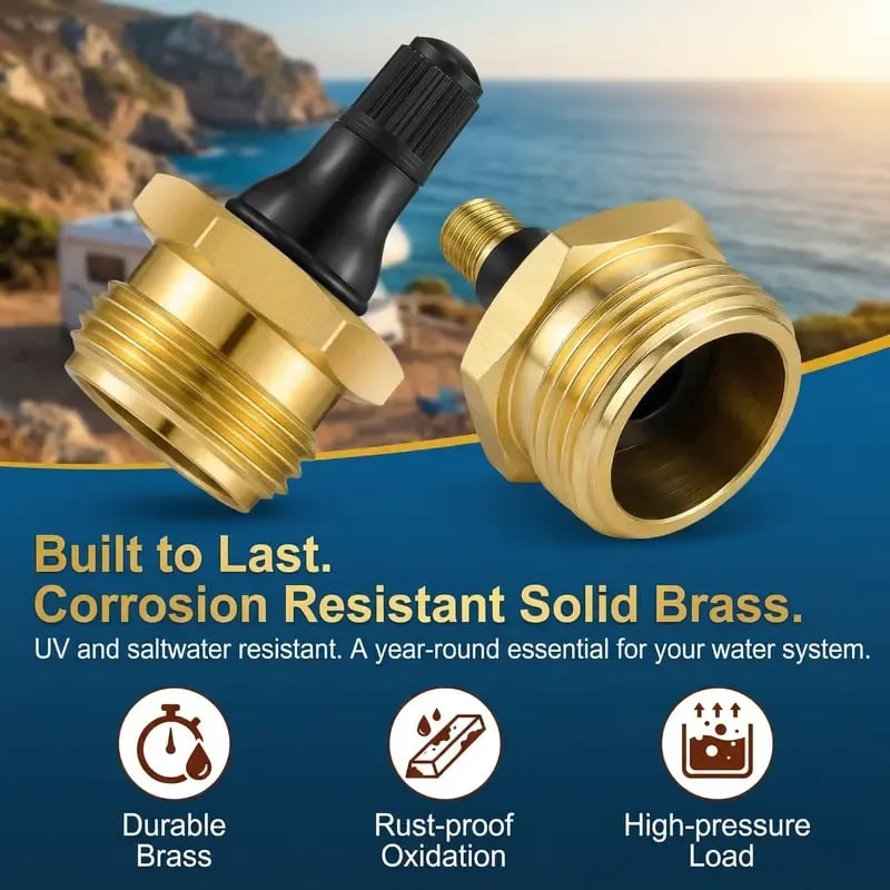 ✨2-Pcs Brass RV Blow Out Plugs with Drain Valve - Air Hose Friendly Home Care Supplies for Camping