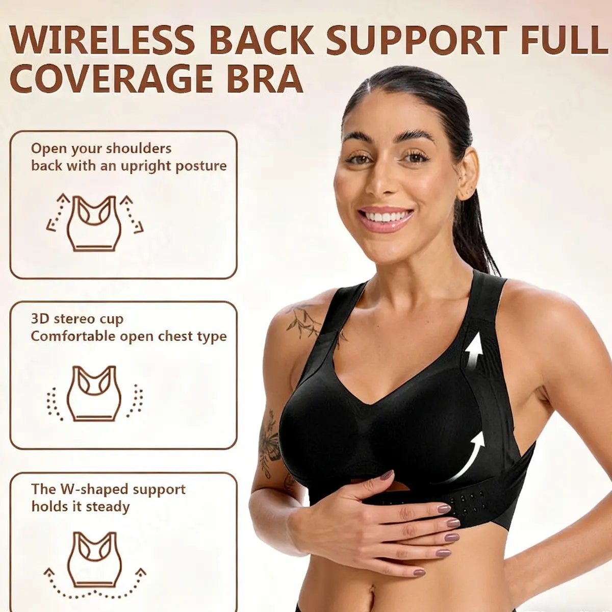 🔥Cross Back Front Closure Wireless Posture Support Bra