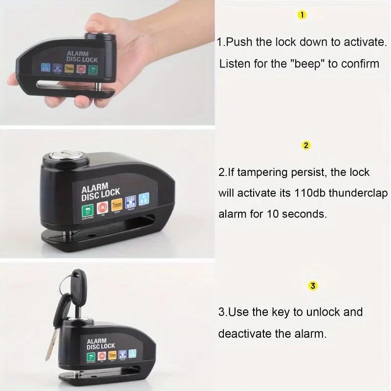 ✨High Decibel Smart Disc Brake Lock Dual Protection for Motorcycles Bikes and E Bikes