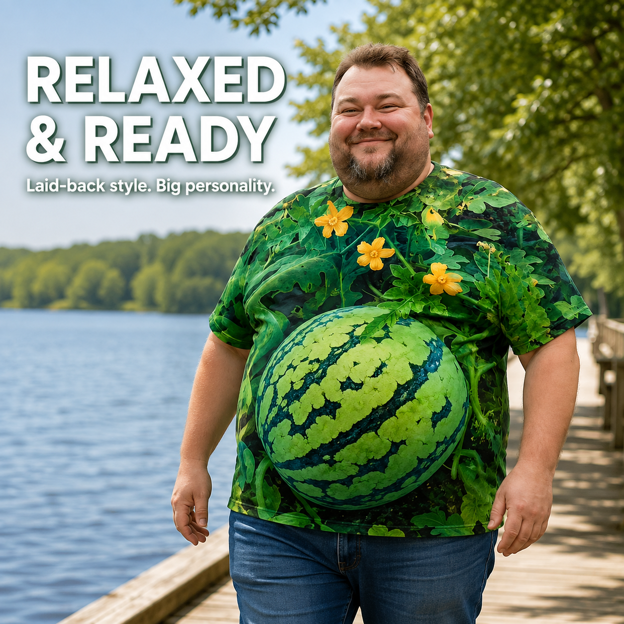 🔥🍉 Funny 3D Watermelon Belly T-Shirt – Summer Novelty Graphic Tee