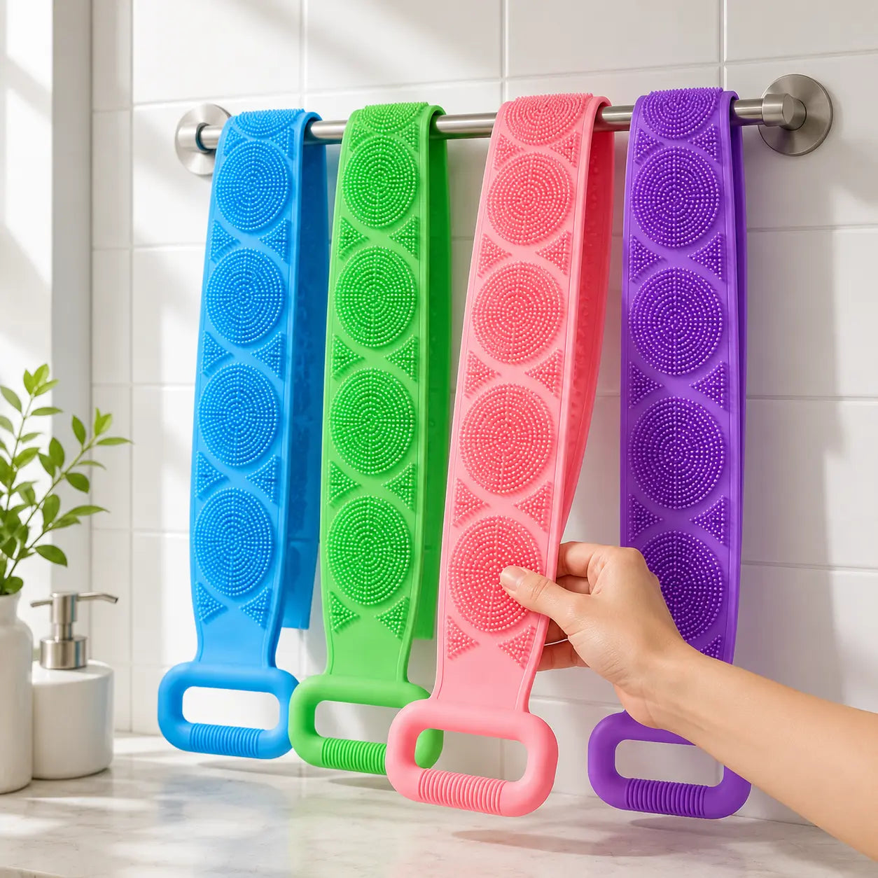 🔥Silicone Bath Brush, Double-Sided Back Scrubber for Body Cleansing & Exfoliating