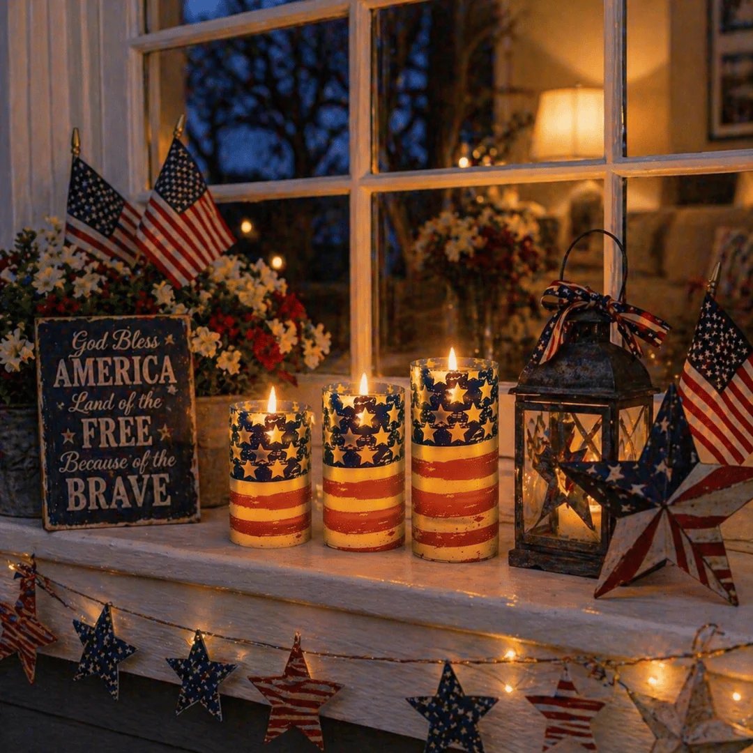 ✨3-Piece Set - Patriotic Flameless Candles (With Remote Control)